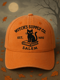 Unisex  Black Cat and Book Print Hat