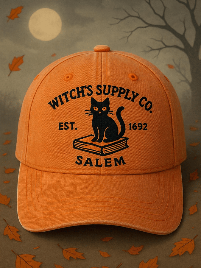 Unisex  Black Cat and Book Print Hat