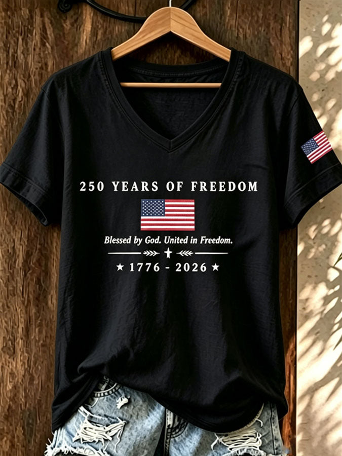 Women'S Independence Day Flag Printed Casual Short Sleeved Shirt