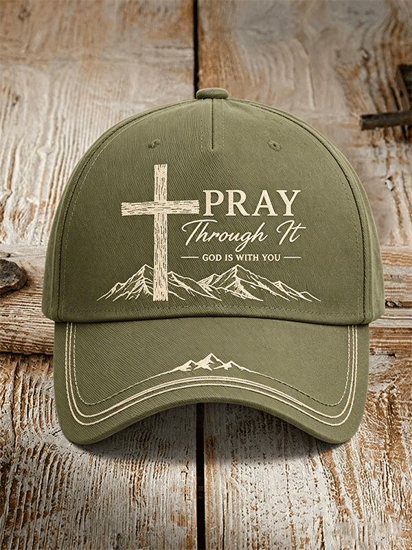 Unisex Mountain Wooden Cross Pray Through It Vintage Baseball Hat