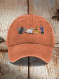 Unisex Halloween Black Cat Pumpkin  Print Hat