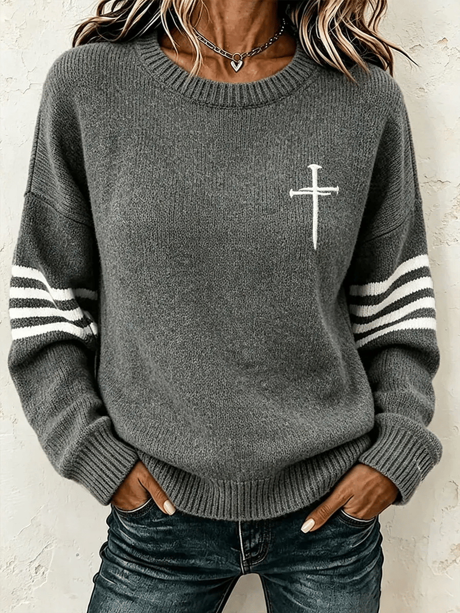 Women's Faith Print Long-Sleeve Knit Top