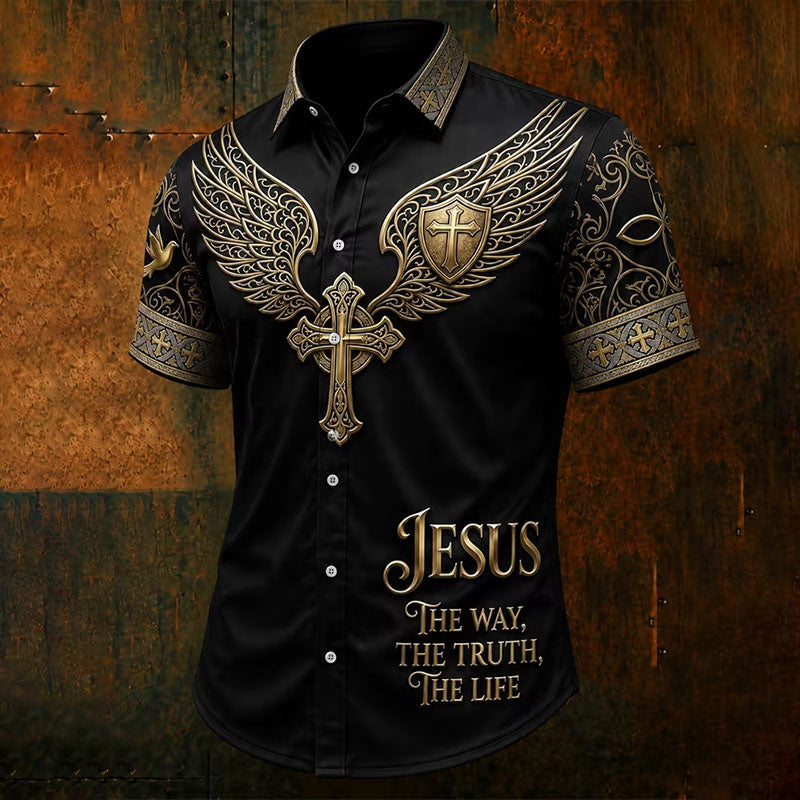 Men's Faith Cross Printed Polo Shirt