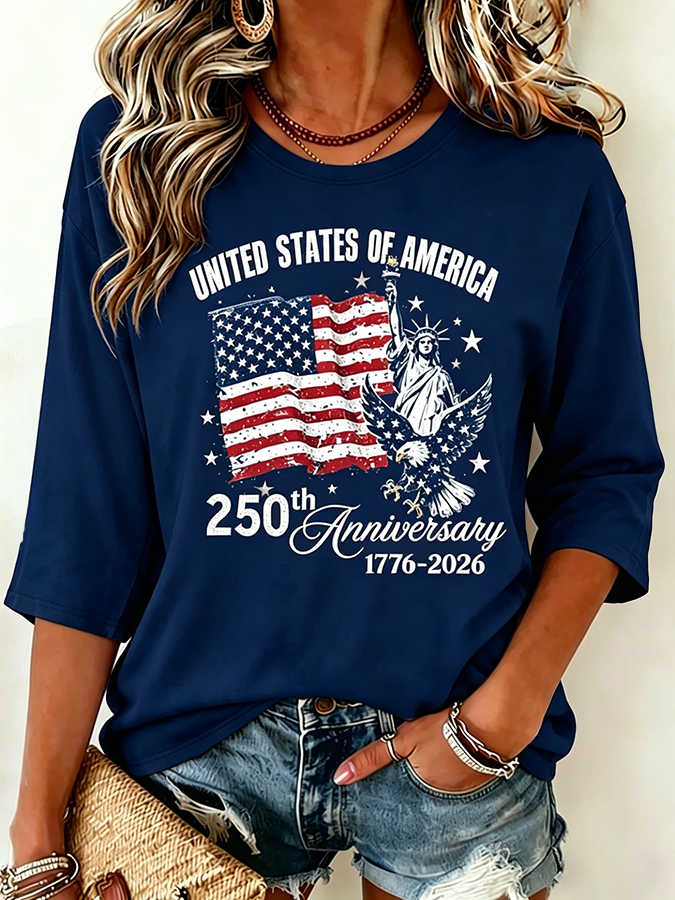 Women's Anniversary 1776-2026 Eagle Statue Of Liberty Tie Dye Tee