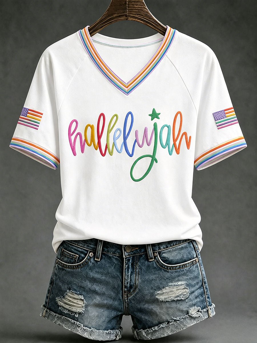 Women's Hallelujah Print Casual T-shirt