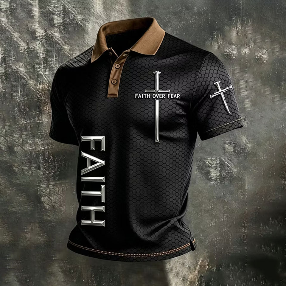 Men'S Faith Printed Casual Lapel POLO