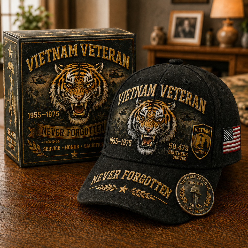 Handmade Vietnam Veteran Tiger Spirit 1955–1975 Commemorative Cap 🇺🇸