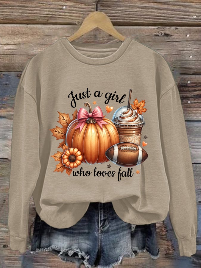 Women's Just A Girl Who Loves Fall Print Sweatshirt