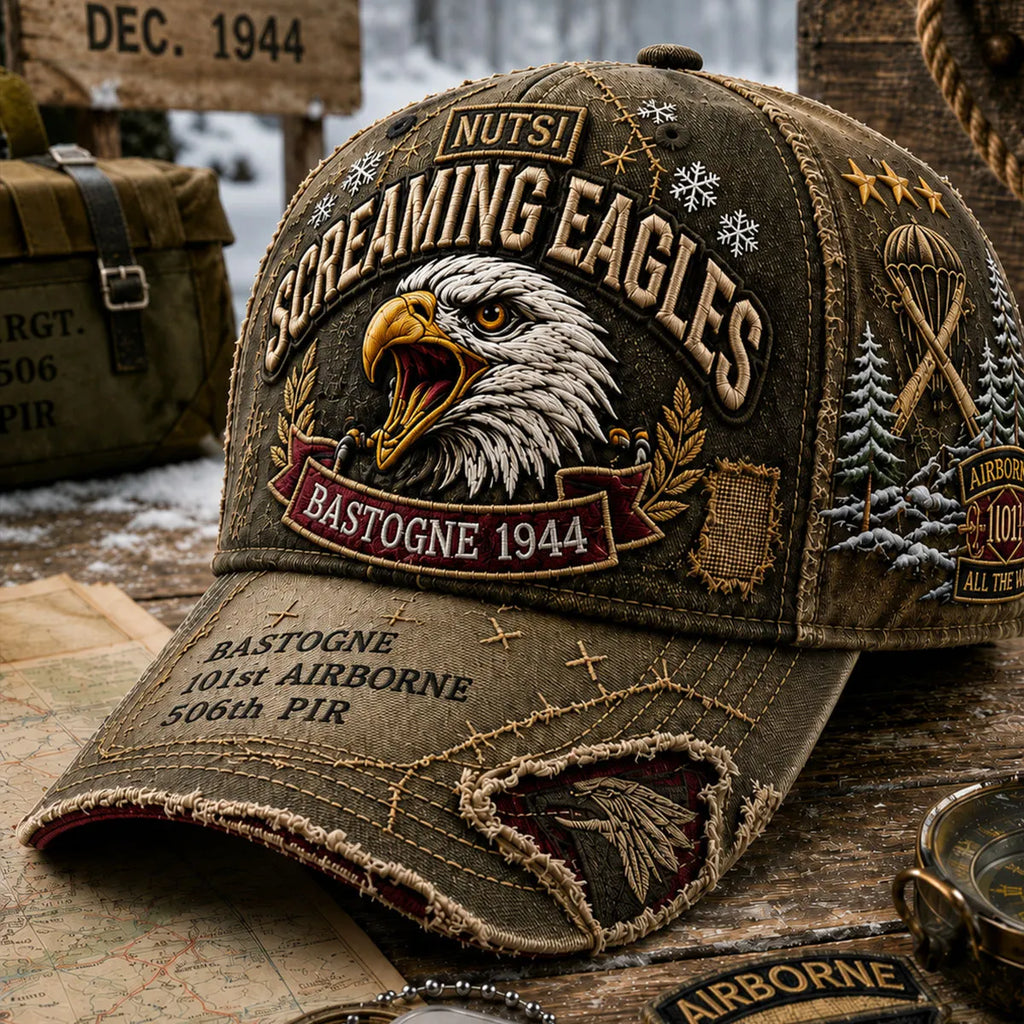 Vintage-style Veteran Print Casual Hat