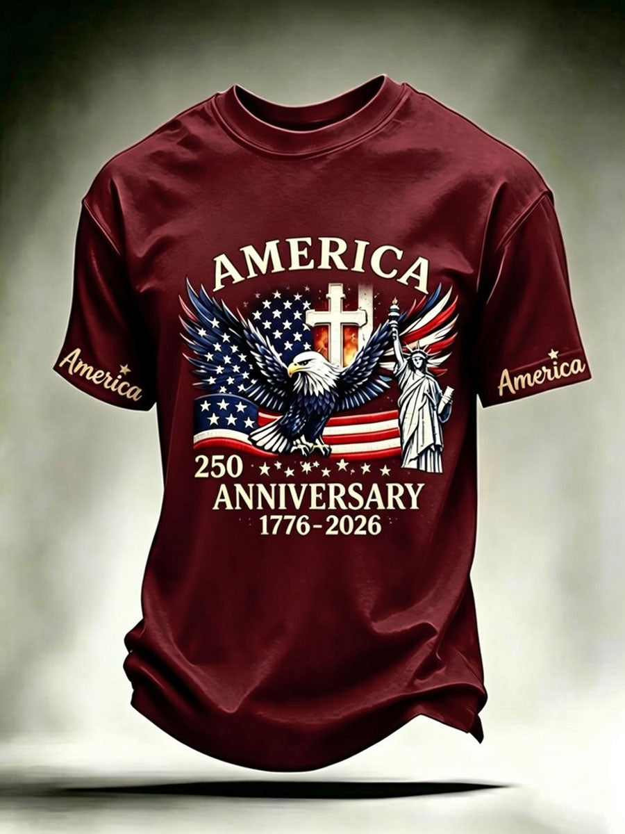 Men'S Casual American 250Th Anniversary Faith Short Sleeved T-Shirt