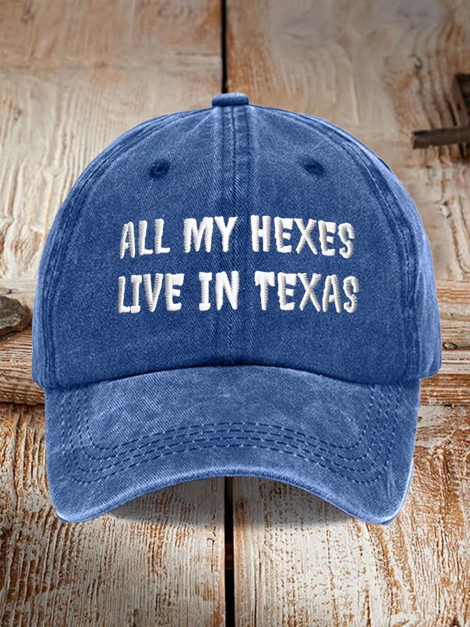 Retro Halloween All My Hexes Live In Texas Print Baseball Cap