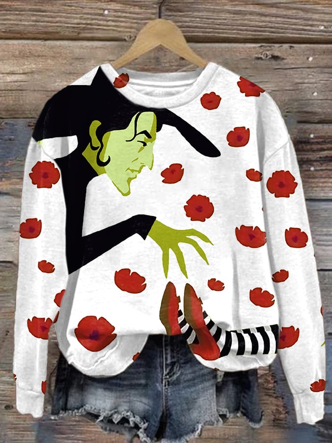 Women'S Halloween Printed Crew Neck Sweatshirt
