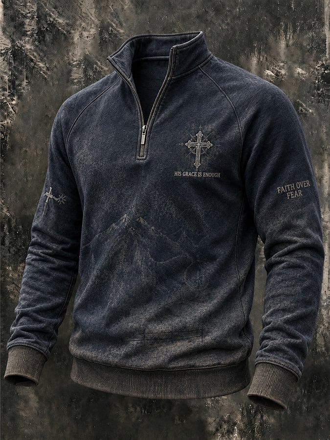 Men's Vintage Western Faith-Print Sweatshirt