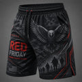 Red Friday American-Style Graphic Print Athletic Casual Shorts