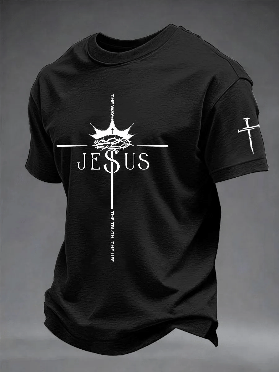 Men's Retro The Way, Truth, And Life  Printed Casual T-Shirt
