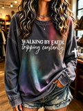 Women'S Casual "Faith" Print Top