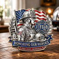 “Honoring Our Heroes – Fire Dept Memorial Brooch Pin” | FDNY Courage & Sacrifice Tribute Badge | American Flag Firefighter Collectible