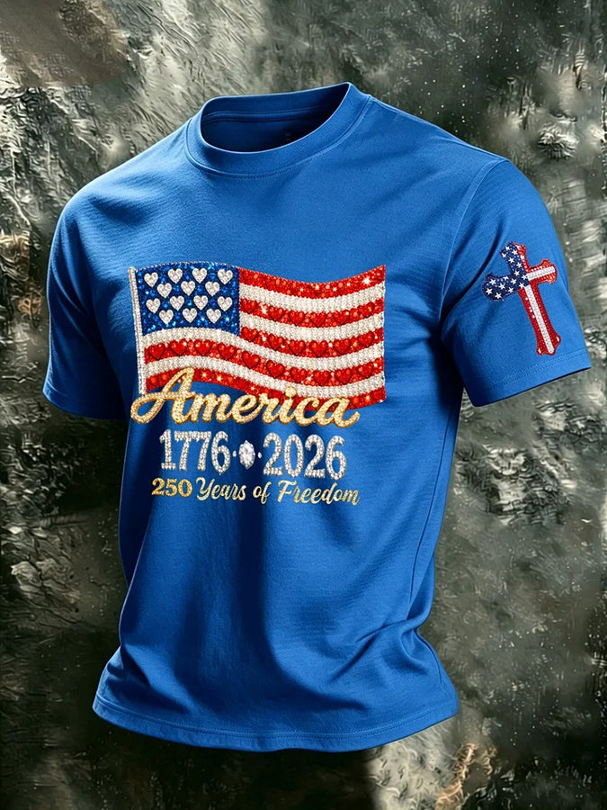 Men'S America Flag Print T Shirt