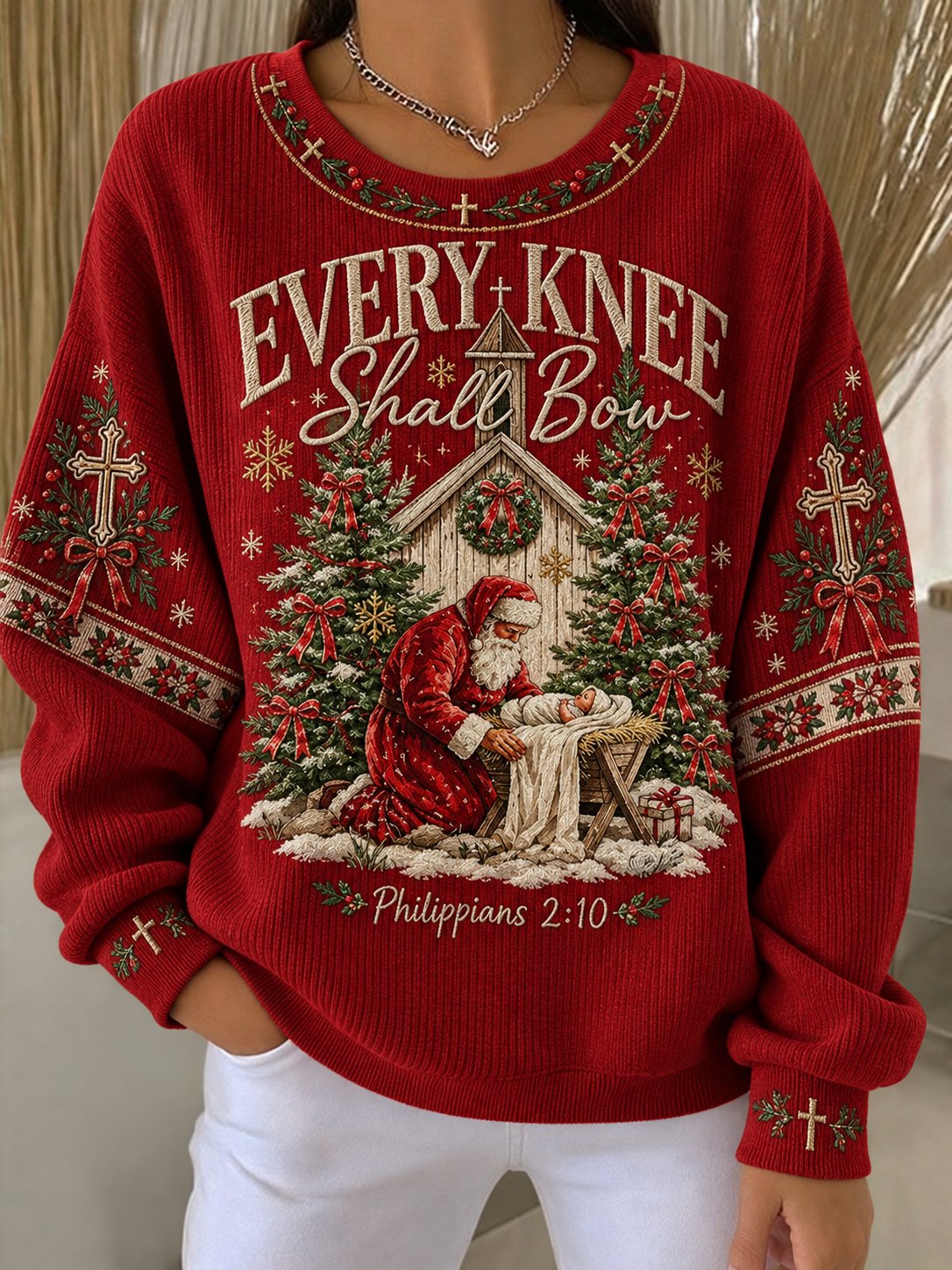 Women's Retro Faith Christmas Print Hoodie
