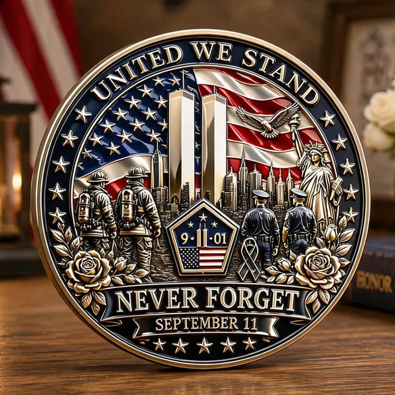 Never Forget 9.11 Memorial Commemorative Metal Medal