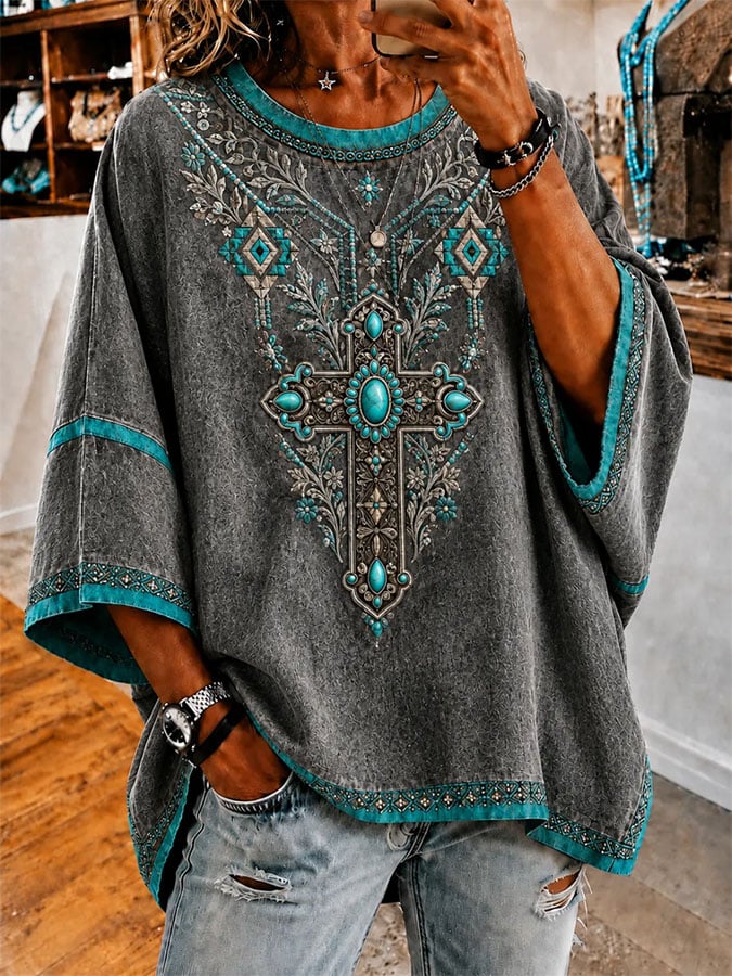 Women's Vintage Print Casual Shirt