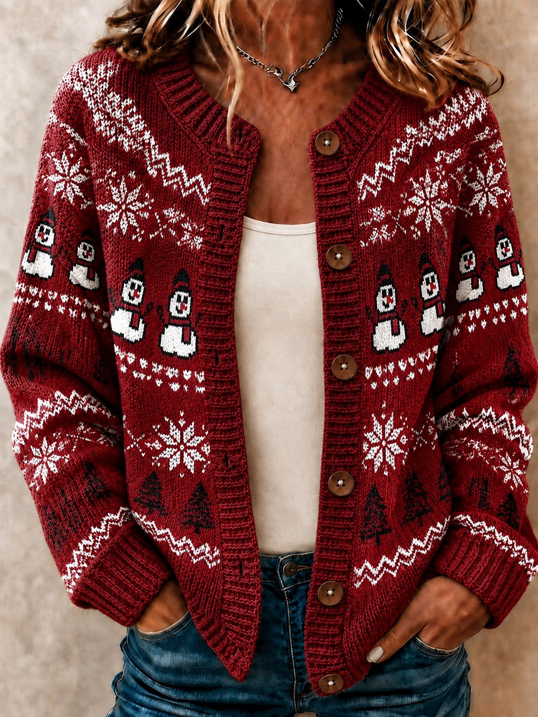 Women's Casual Christmas-Print Top