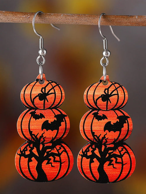 Halloween Bat Ghost Face Pumpkin Drop Earrings