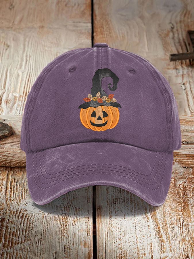 Unisex Halloween Pumpkin Witch Print Hat