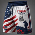 Red Friday American-Style Graphic Print Athletic Casual Shorts