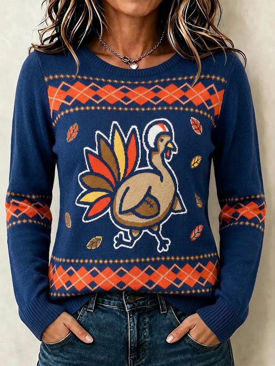 Women's Vintage Thanksgiving Long-Sleeve Top
