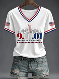 Women's 9.11 Never Forget Print V Neck T-shirt