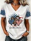 Women's Patriotic Art Print Casual T-Shirt