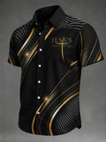 Men's Faith Cross Print Casual Shirt