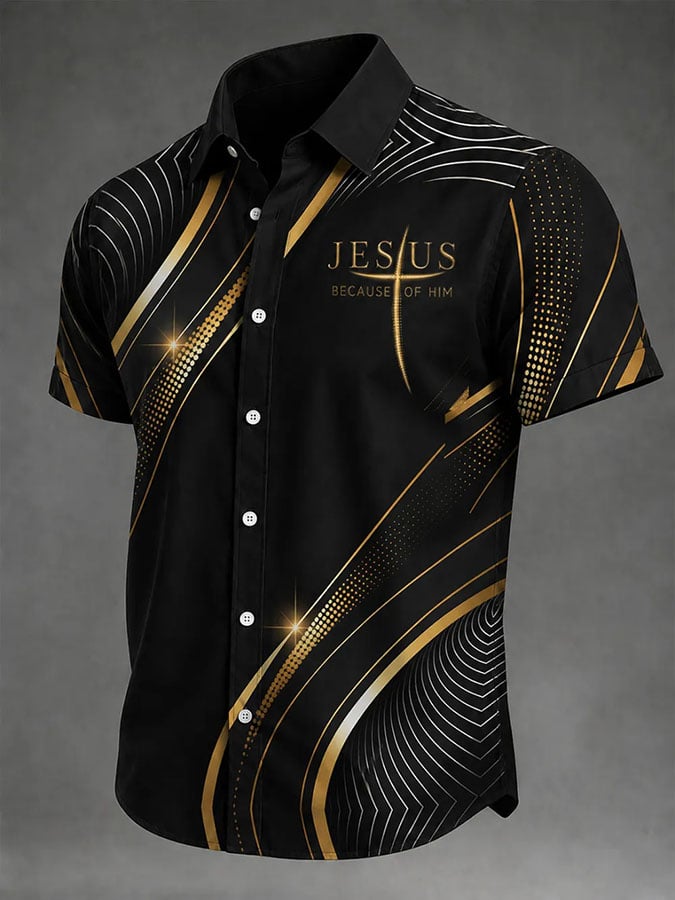 Men's Faith Cross Print Casual Shirt