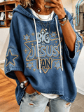 Retro Faith Pattern Hooded Short-Sleeve T-Shirt