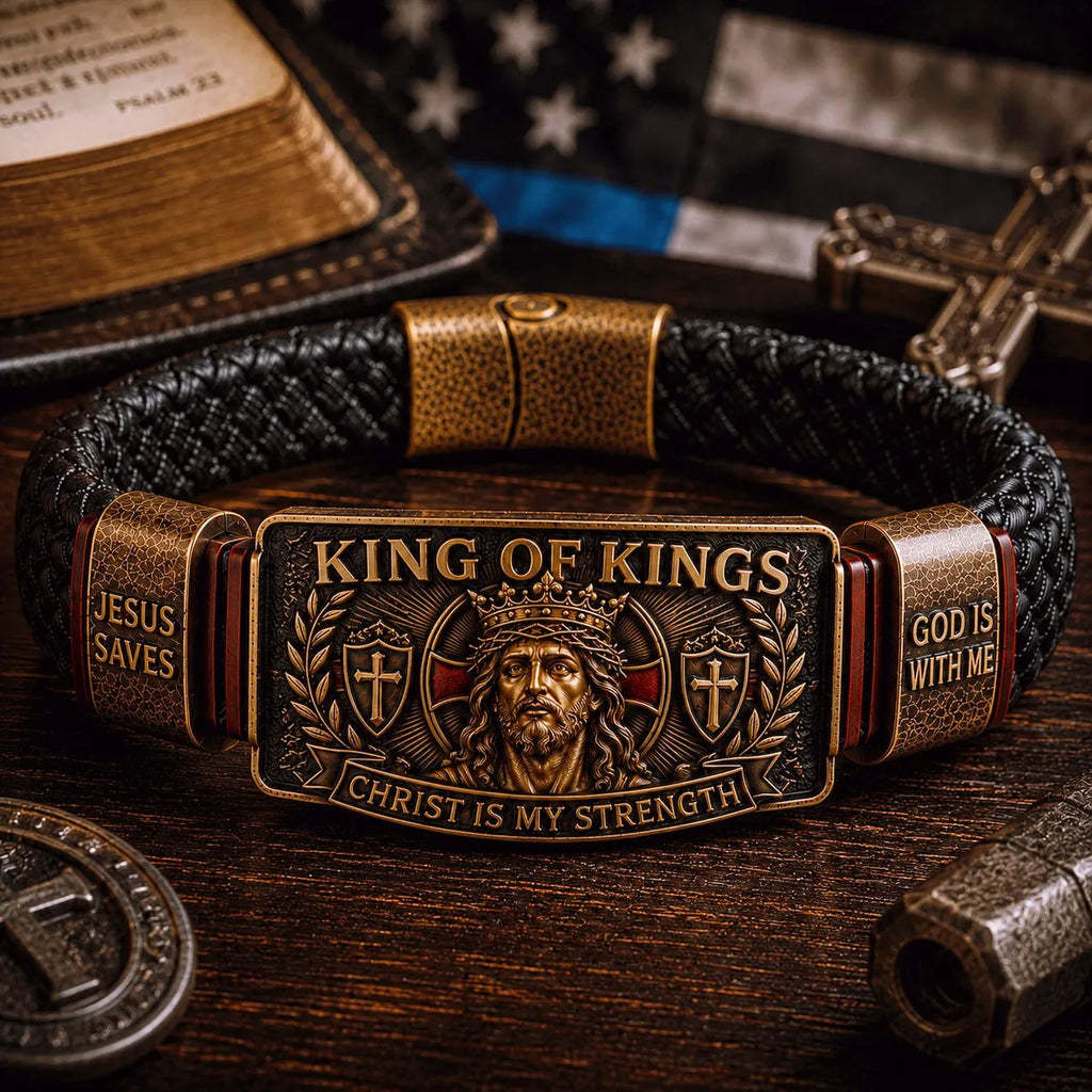 🔥LAST DAY 50% OFF -- ✝️CHRIST IS MY STRENGTH: The Daily Reminder Bracelet for Men of Faith
