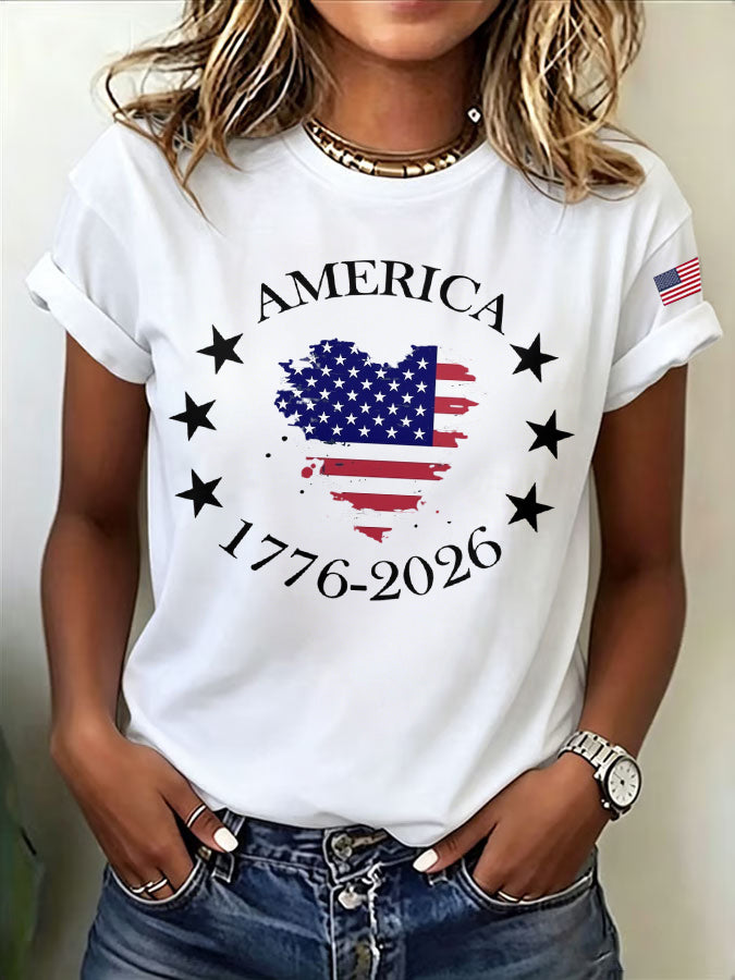 Women's USA Printed Casual T-shirt