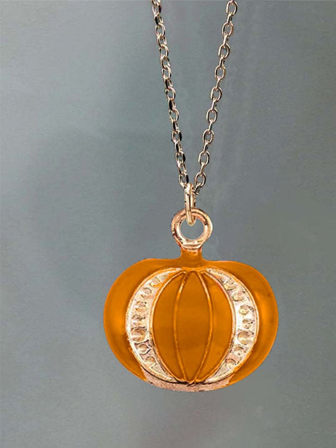 Halloween Pumpkin Hat Cat Head Necklace