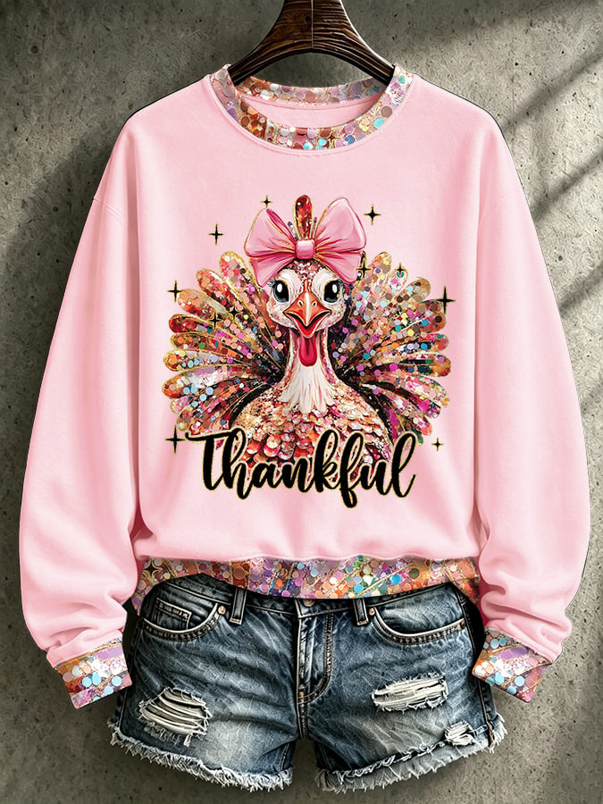 Women's Casual Printed Long-Sleeve Sweatshirt