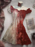 Women's Bloody Halloween Print Dress