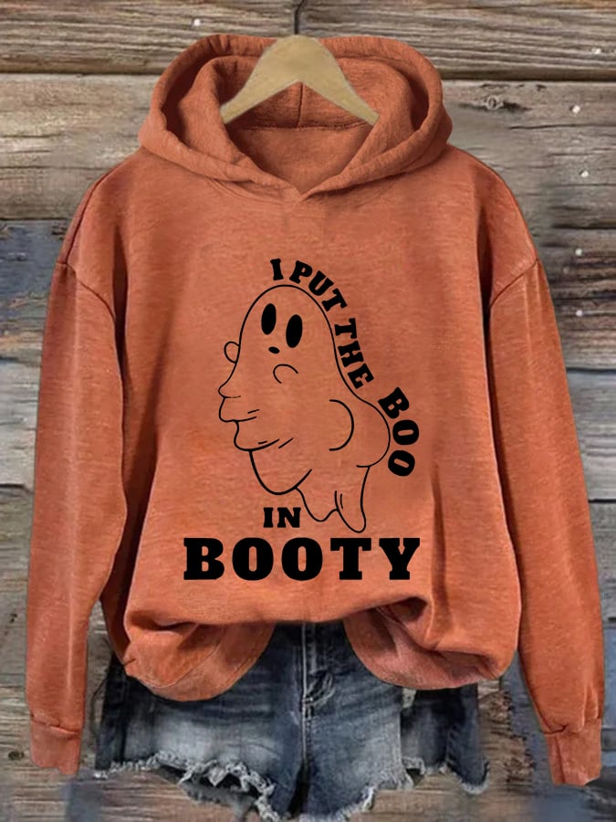 Women's Funny Halloween I Put The Boo in Booty Casual Hoodie