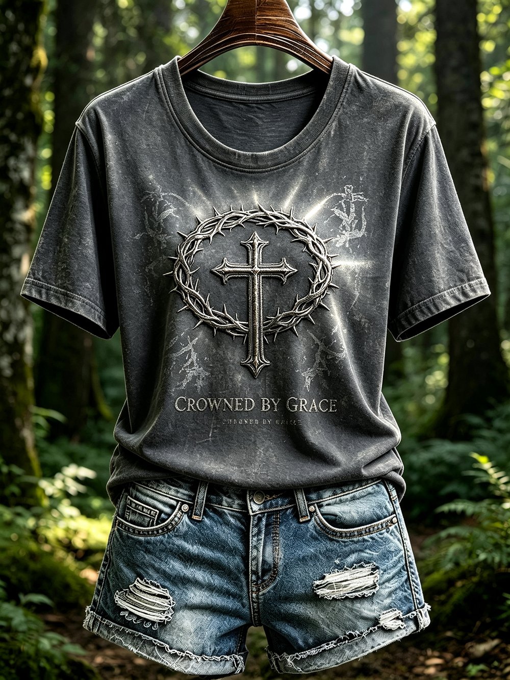 Women's "Faith" Series Printed Crew-Neck Short-Sleeve T-Shirt