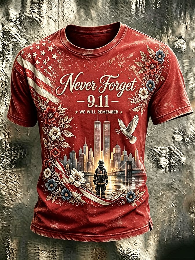 🕯️Men's 9.11 Never Forget Print Casual T-shirt