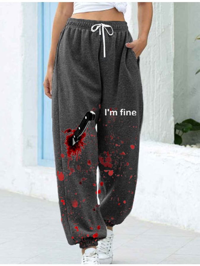 Women's Halloween I'M FINE Bloodstained Sweatpants