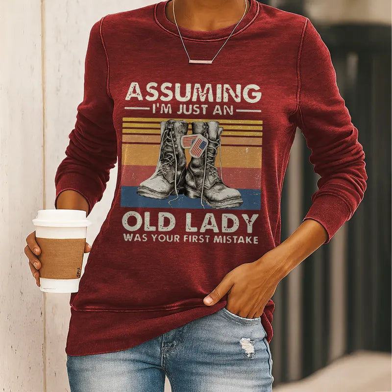 Women's Veteran Print Casual Sweatshirt