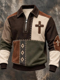 Men's Casual Faith Print Zip-Up Sweatshirt