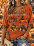 Women's Retro Autumn Thanksgiving Printed Top