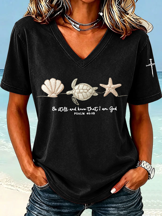 Women'S Faith Cross Printed Casual T-Shirt