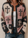 Women's Casual Printed Knit Cardigan