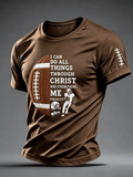 Men's Football And Jesus Faith Print Short-Sleeve T-Shirt